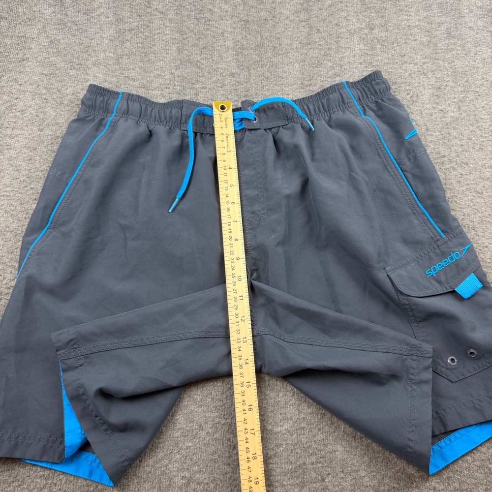 Speedo Swim Trunks Men's Size Medium Gray Blue Cargo Pocket Board Shorts - Picture 9 of 10